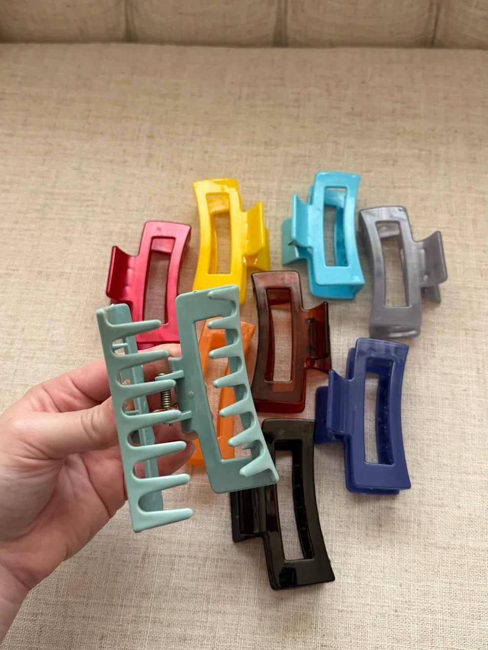 Colorful Rectangle Resin Hair Claw Clip Set